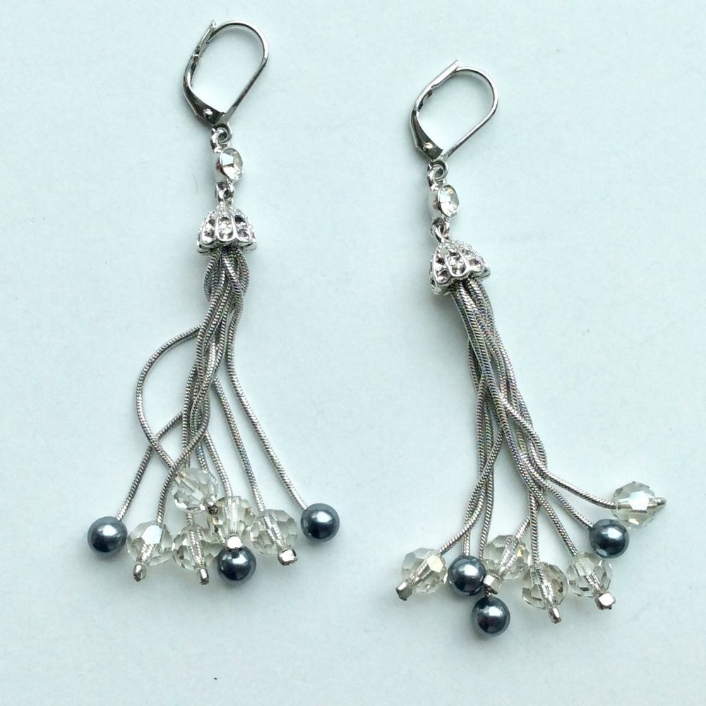Rhodium Tassel Earrings